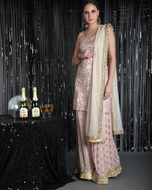 Pale Pink Palazzo Set Anarkali And Suits