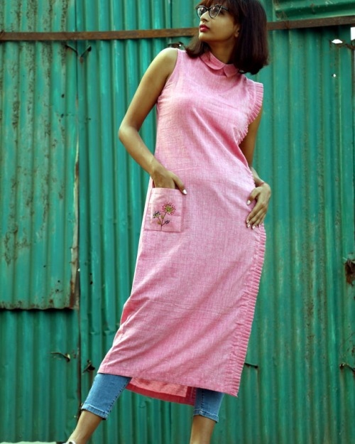 Pink Handwoven tunic Amota : Handwoven Clothing