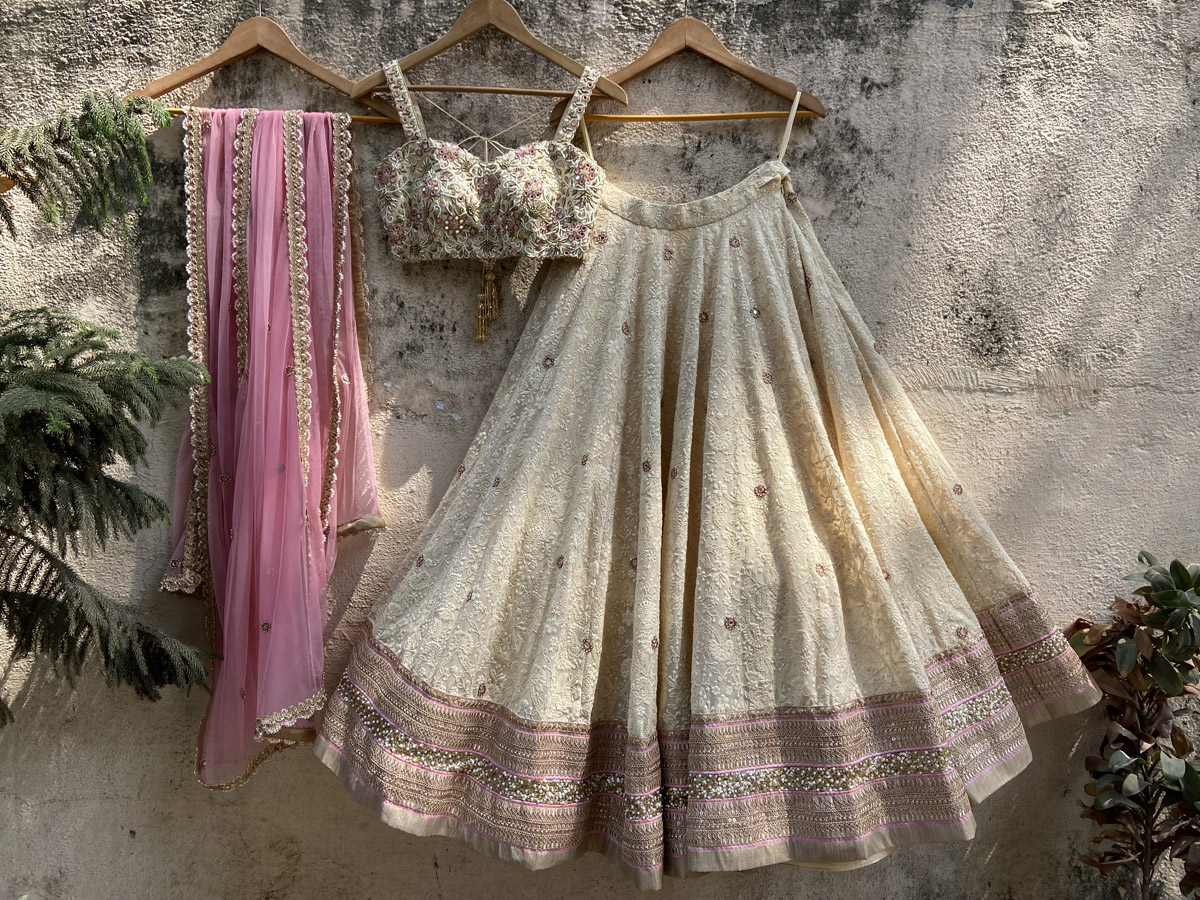 Beige Lucknowi Lehenga Set Bridal Couture